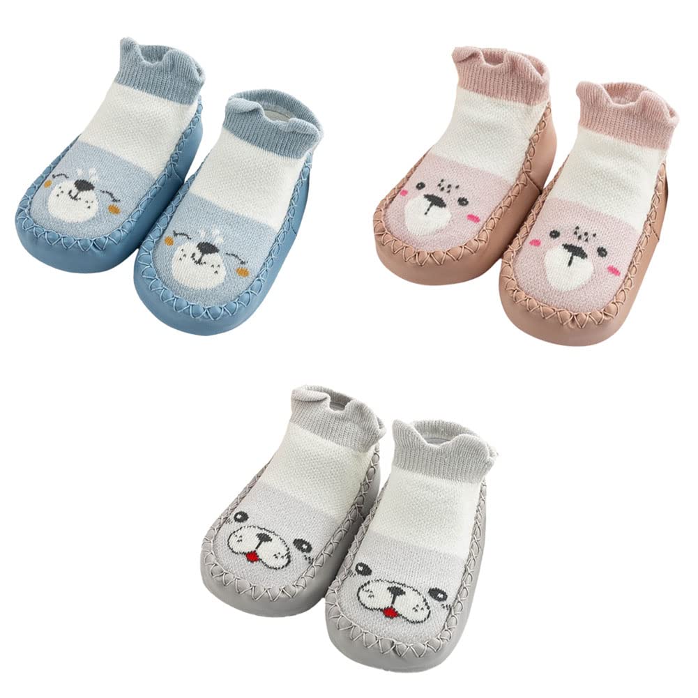 FedMois 3 Pairs Baby boys Girls Non-Skid Indoor Slipper Shoes Socks — view 9