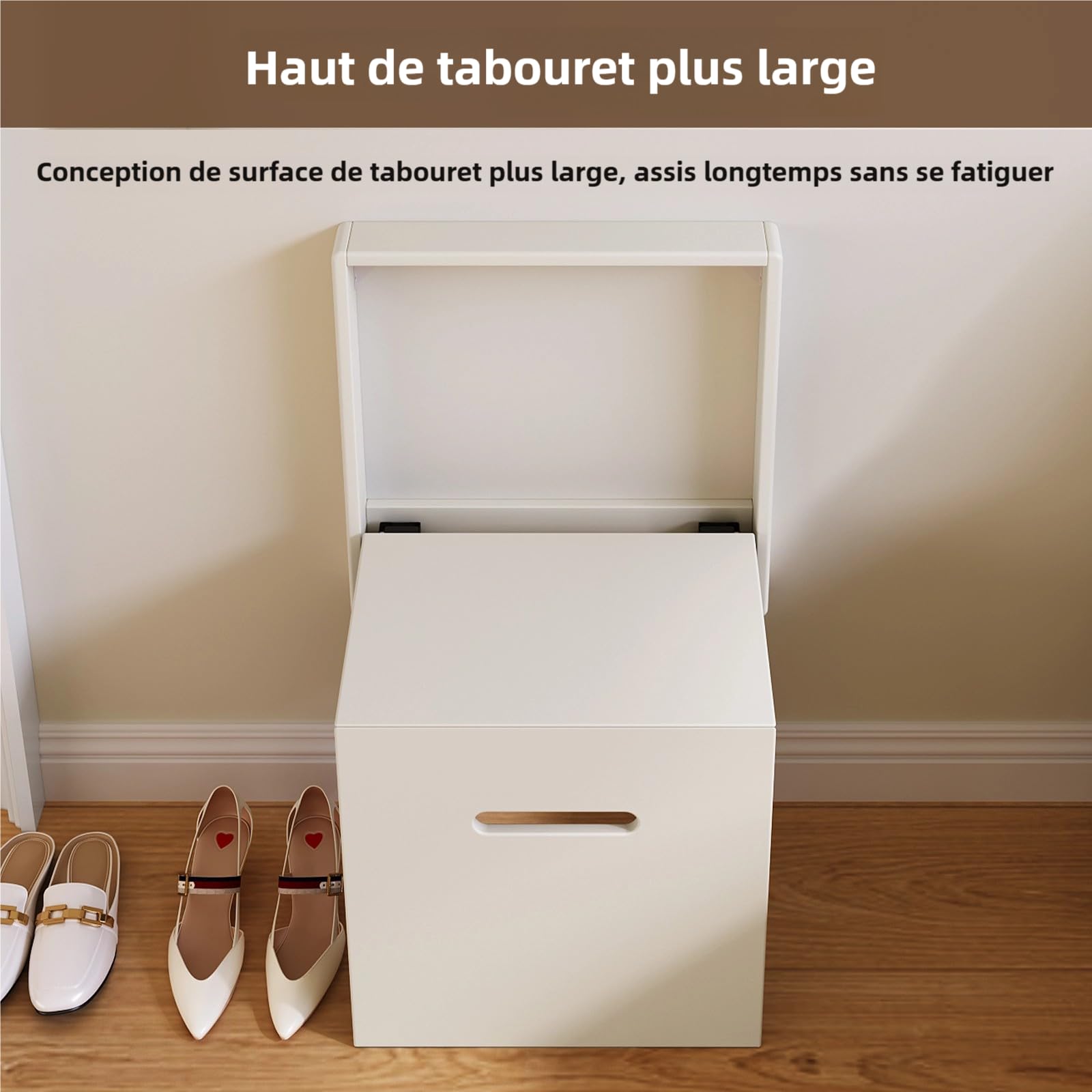 Miuuod Chaise Pliante Murale de 44.6 cm de Large, Tabouret à Langer de Chaussures, Repose-Pieds à Chaussures, Tabouret de Salon, Tabouret Mural caché pour économiser de l'espace, siège d'entrée, thé