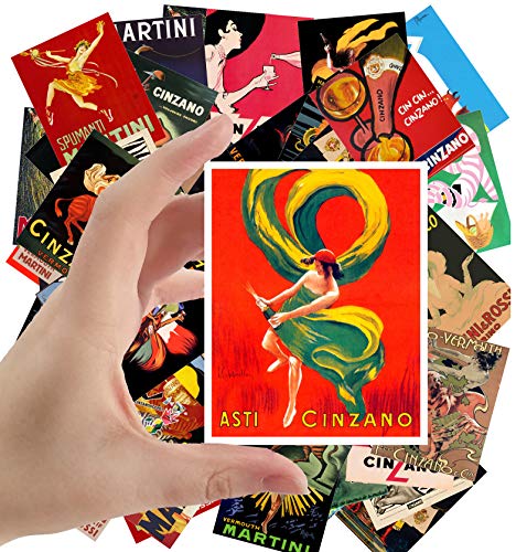 Large Stickers (24 pcs 2.5'x3.5') Art Deco Alcohol Ads Posters Adverts