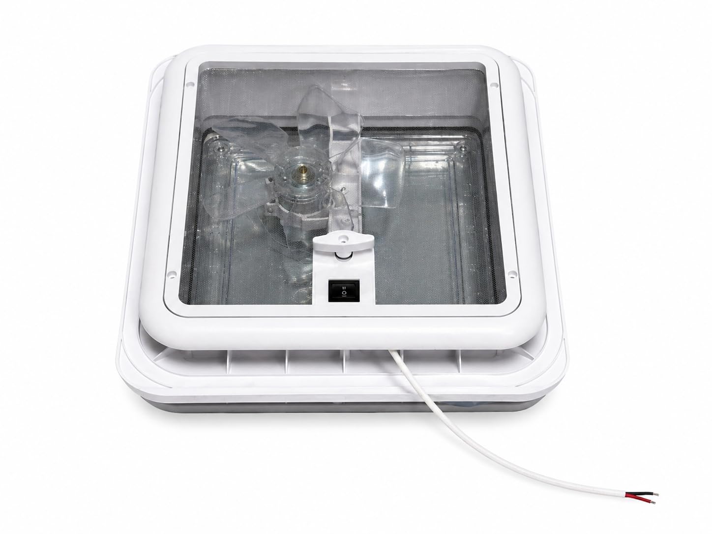 Claraboya Camper XENPER 28x28 cm Transparente con Ventilador 12V y Mosquitera | Medida Exterior 36x36 cm | Extractor Techo Autocaravana Furgoneta | Homologación CE y 10R