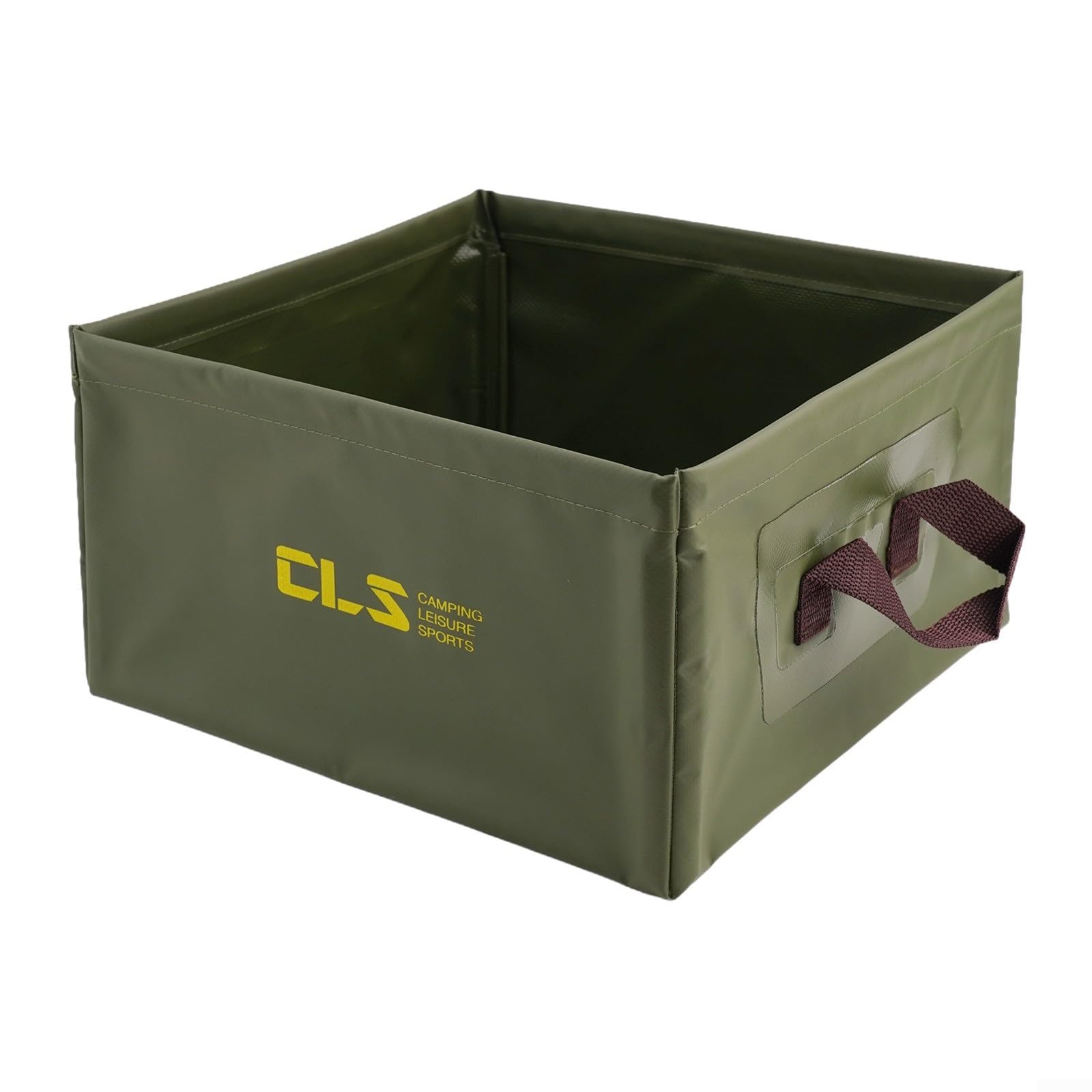 Portable Square 13L Folding Water Bucket Collapsible for Camping Fishing Outdoor Travel Washing Water Storage Basin Carry Bag (Green)