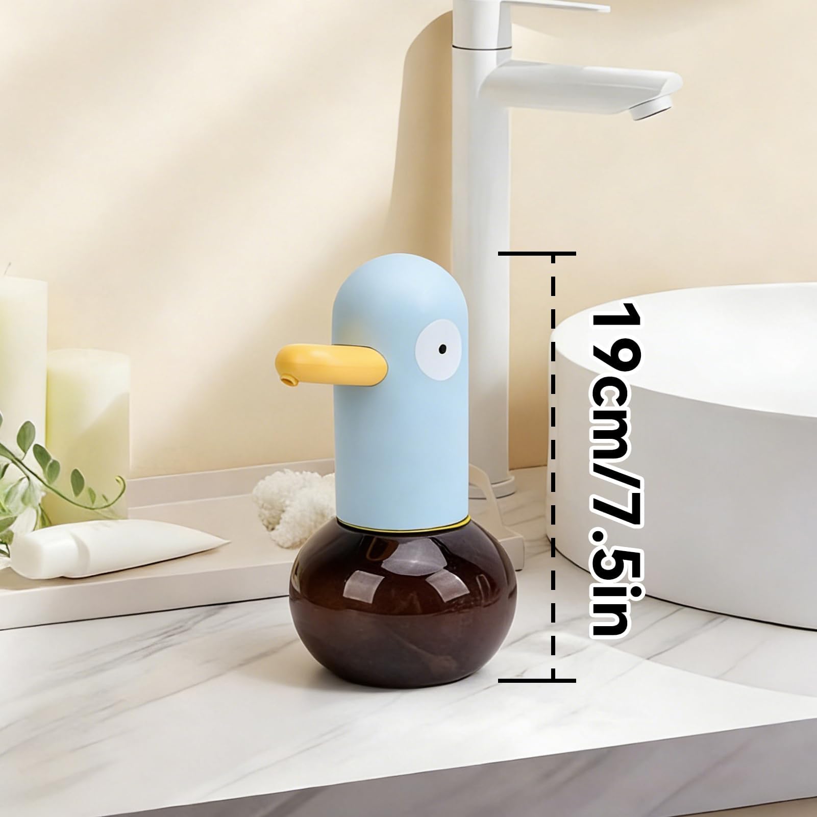 Dispenser per sapone Impermeabile Ricarica, 400ml Adorabile Papera Dispenser Automatico Di Sapone Schiumoso per Cucina, Bagno, Ricaricabile (Tipo 1)