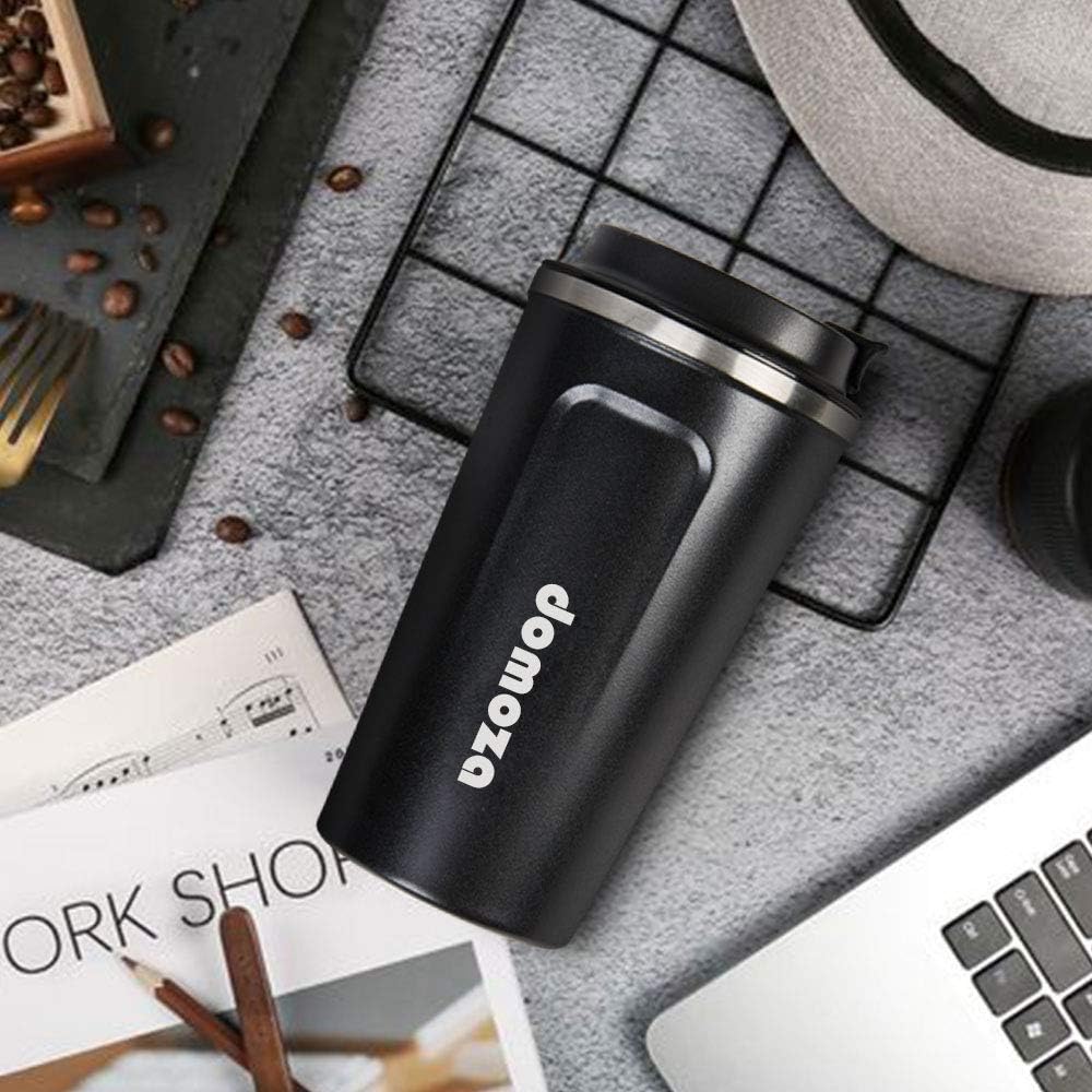 domoza コーヒータンブラー マグボトル コーヒー専用 水筒 魔法瓶 二重構造 真空断熱 保温保冷 直飲み おしゃれ プレゼント用 ビジネス用 男女兼用 アウトドア用 遠足 釣り 登山 自転車 キャンプ バーベキュー（ブラック、510ML）