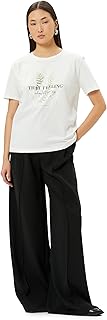 KOTON womens Short Sleeve Crew Neck Pinted Tshirt