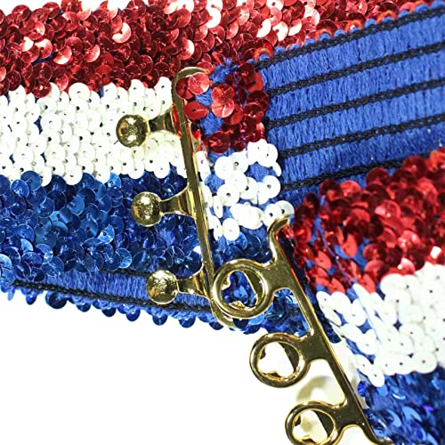 Women's Shiny Sequin Elastic Belt Wide Decorative Dress Belt Cute Belt For Girls With Metal Interlocking Buckle4