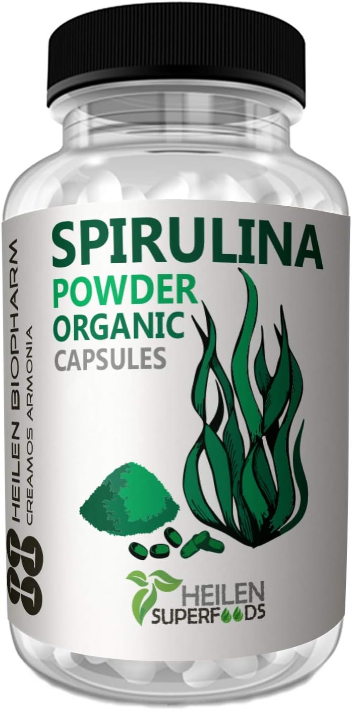HEILEN BIOPHARMSpirulina Capsules For Immunity Improvement - 500 mg x 180 Capsules Per Bottle Pack of 1