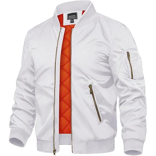 TACVASEN Men's Jackets-Bomber Jacket Fall Winter Warm Windbreaker Full Zip Casual Padded Coats
