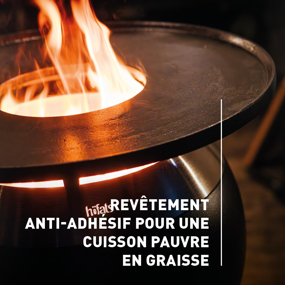 höfats Plancha Moon 45 - Plaque de cuisson continue en fonte émaillée - Conservation optimale de la chaleur pour les grillades de toutes tailles - Revêtement anti-adhésif, cuisson faible en gras
