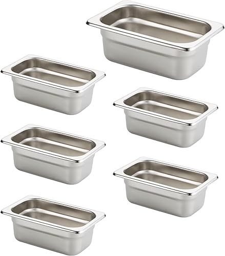 Miniatura 73 de HECMAC Paquete de 6 tapas de sartén de hotel de tamaño completo, acero inoxidable, tapa de sartén de alimentos con asa, calibre 23