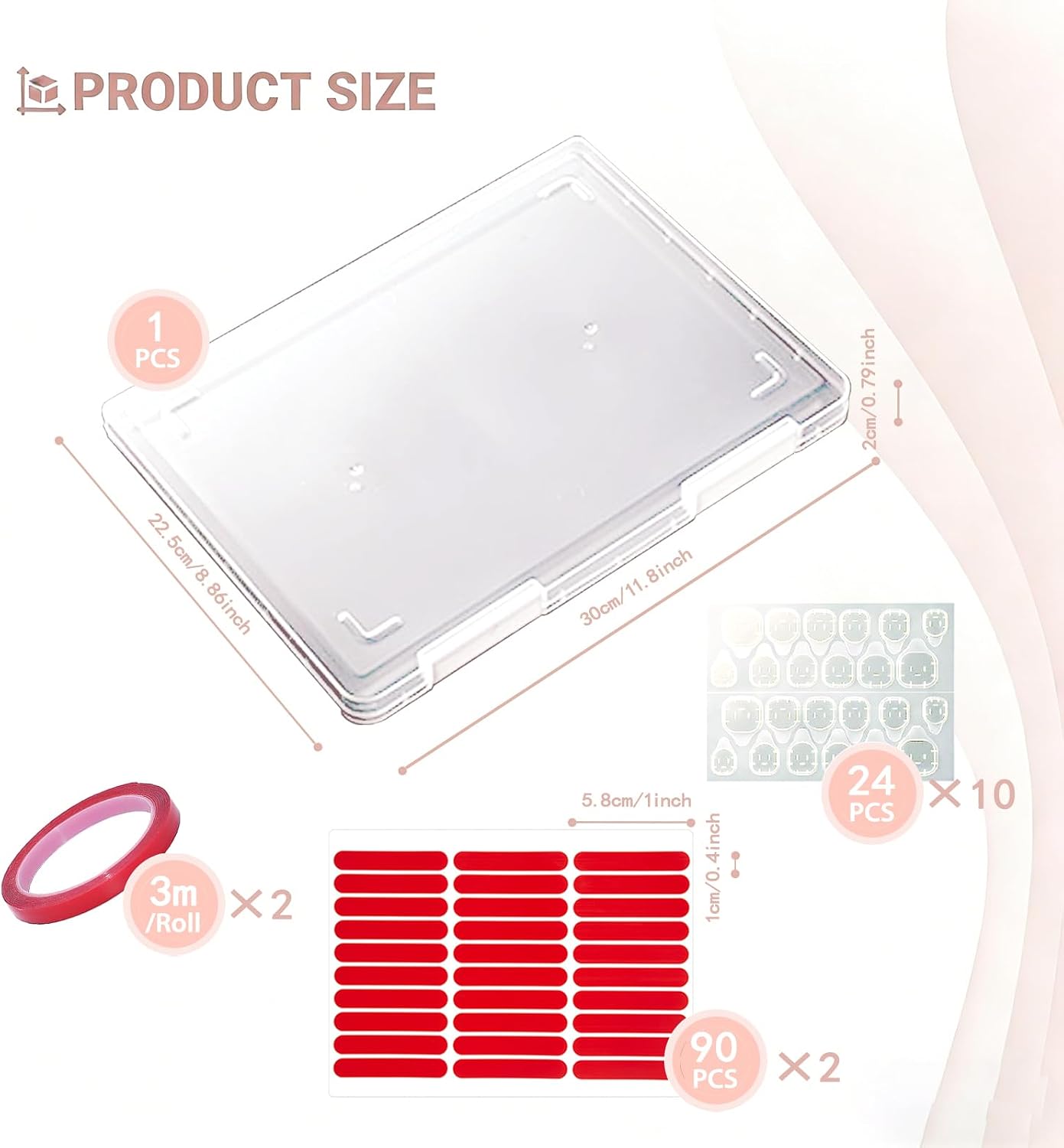 CloudTrip Press on Nail Storage and Display Binder Book - A5 Size, 6 Pages, 60 Double Sized Tape, False Nails Storage Book (A4)