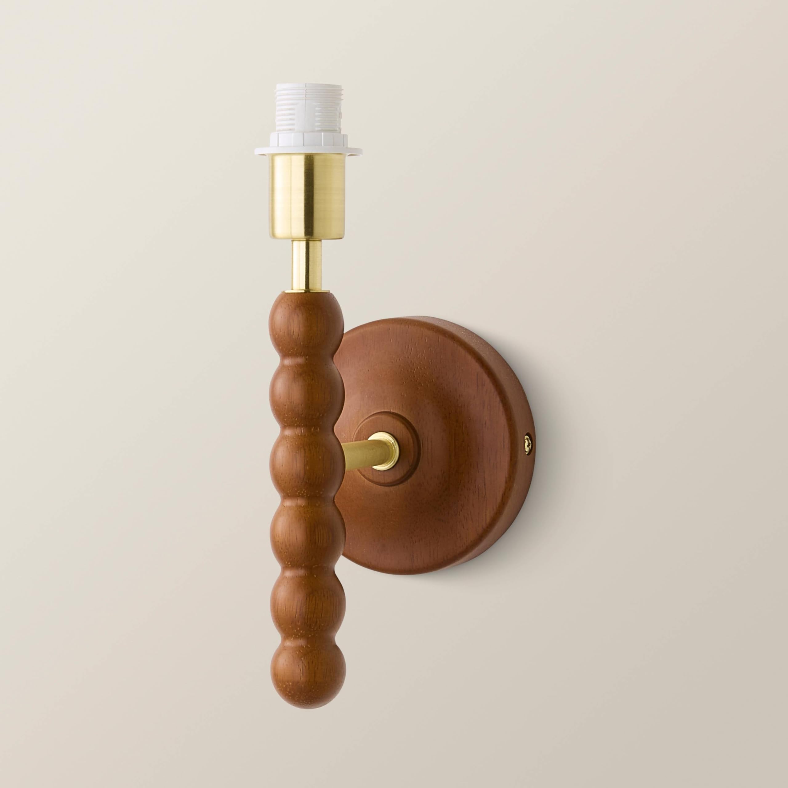 ValueLights | Bobbin Walnut Wooden Wall Light Base | Mains Wired