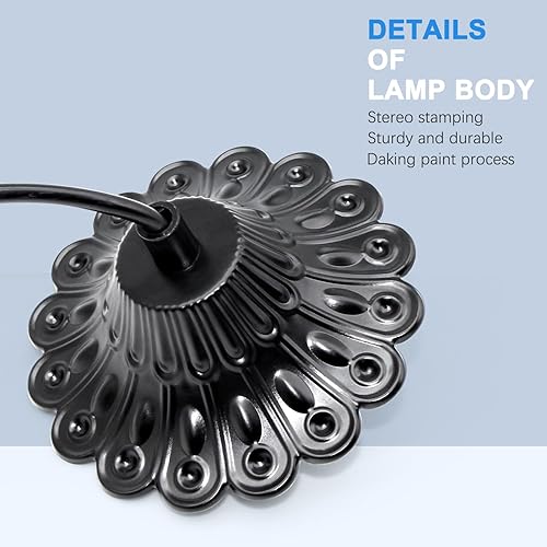 Miniatura 3 de Kit de luces colgantes para bricolaje, paquete de 2 cables de luz colgantes negros E26E27, lámparas colgantes industriales de techo, enchufe de luz