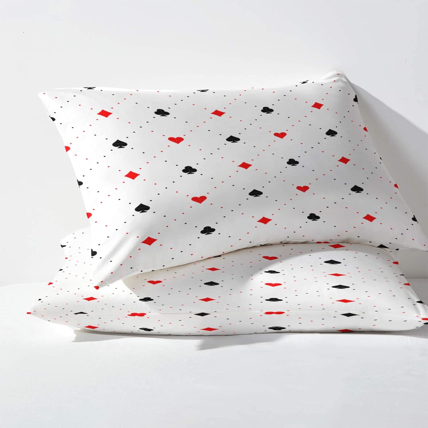 Playing Cards Sheets for King Size Bed, Poker Pattern Bedding Sheets & Pillowcases 4 Piece, Soft Microfiber Printed Sheet Set with 12 Inch Deep Pocket Fitted Sheet