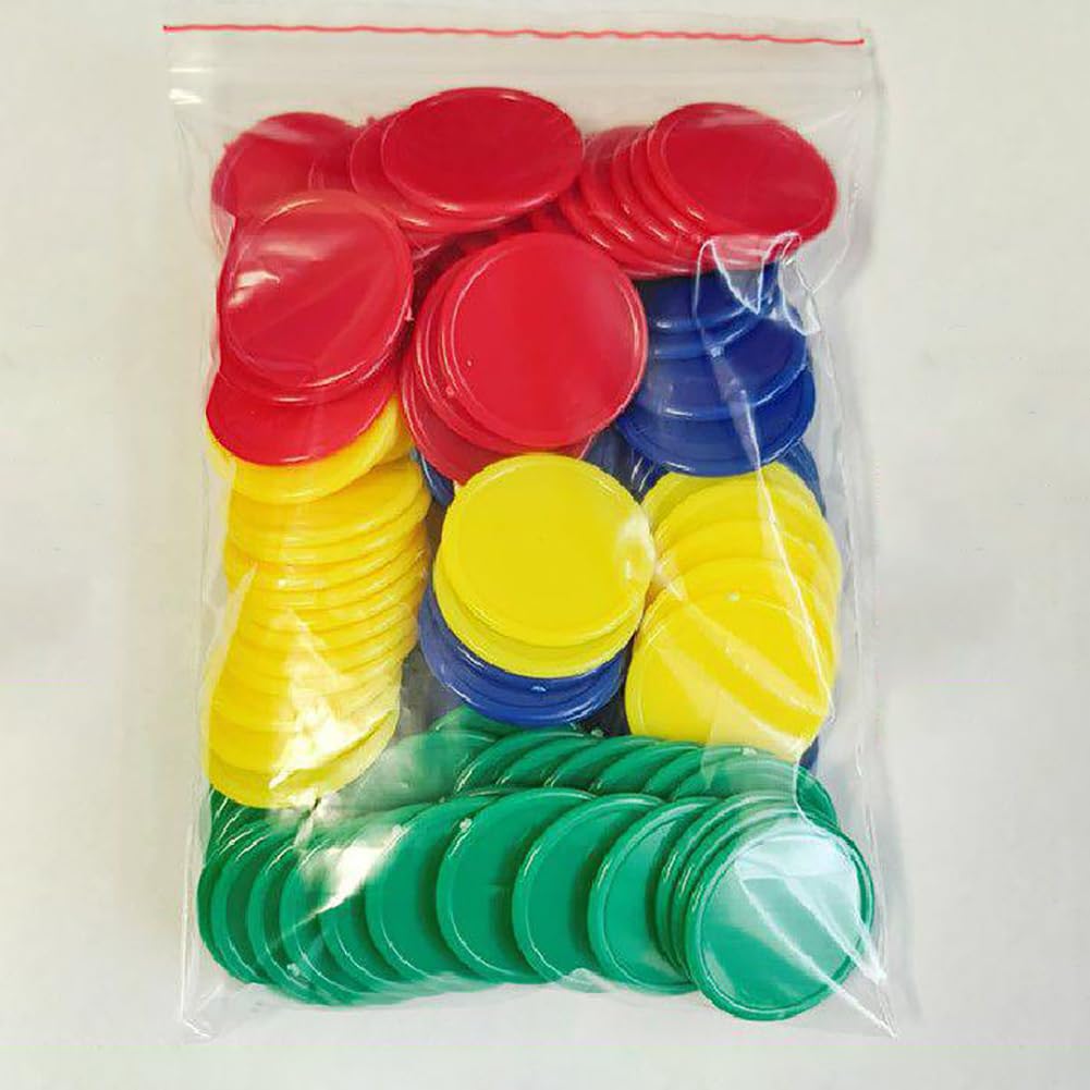 HugeDE 100 Pcs 3.1cm Plastic Learning Counters Poker Card Game Chips Counting Discs Markers Educational Sorting Counters Game Tokens Coins for Learning Math - Image 2