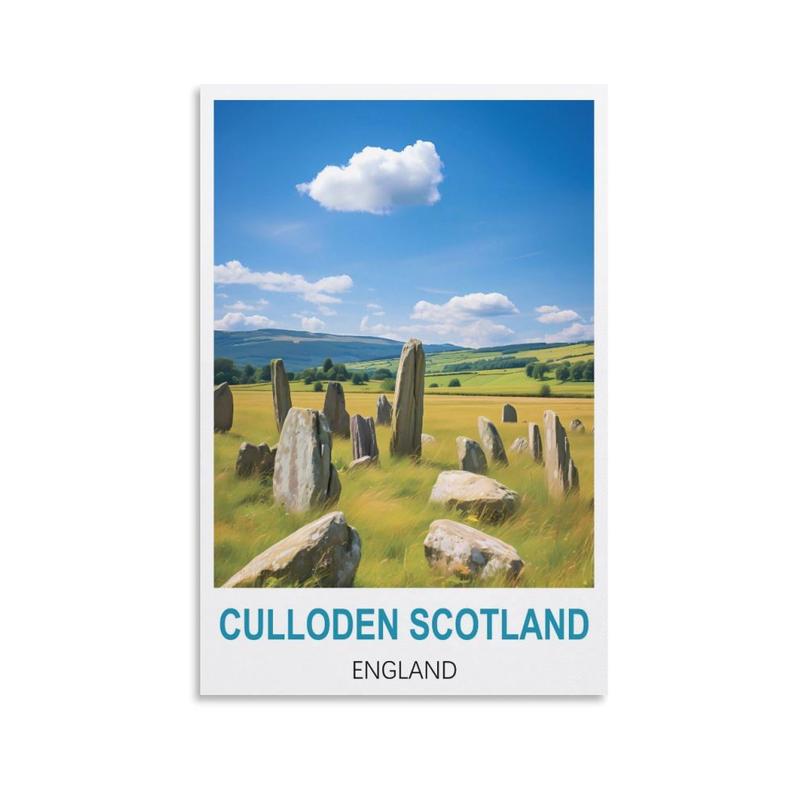 EZMLFA 5D Diamond Art Kits for Beginner,Culloden Scotland England,DIY Round Full Drill Crystal Art Craft Painting for Home Wall Decor 50x60cm