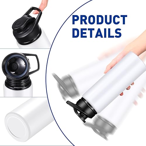 Vista 26 de Chengu 10 botellas de agua de aluminio reutilizables de 24 onzas, operación a granel, para Navidad, al aire libre, botellas de agua deportivas