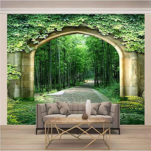 Papier Peint Toile Haute Résolution Forêt Bambous Verts 3D 300x210
