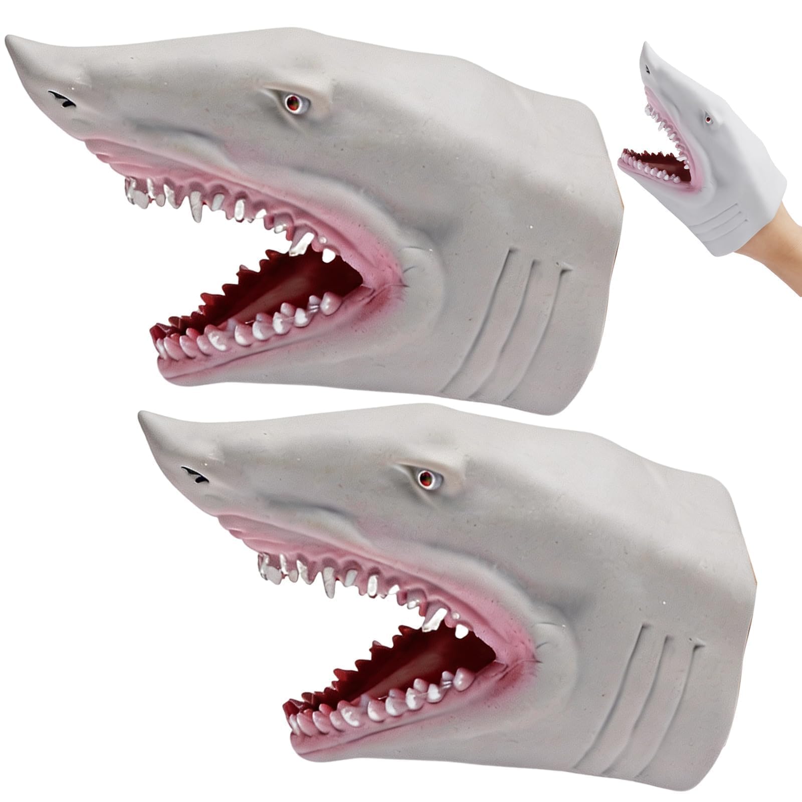 2-Pack Grey Shark Hand Puppet,Cosplay and Home Entertainment