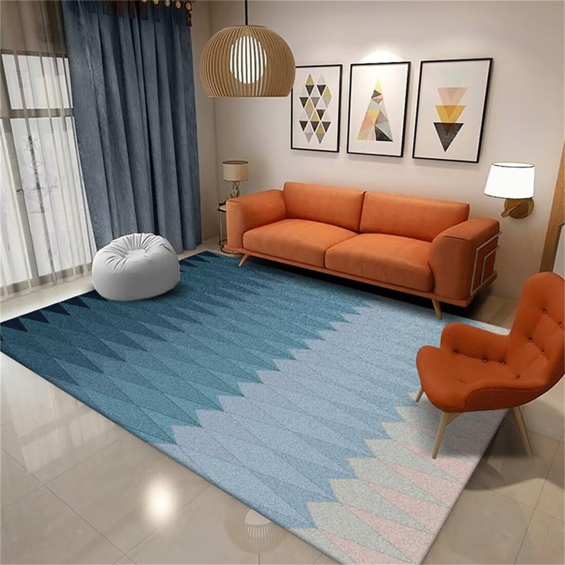 Tapis de sol cuisine lavable et antidérapant gris bleu 70x140
