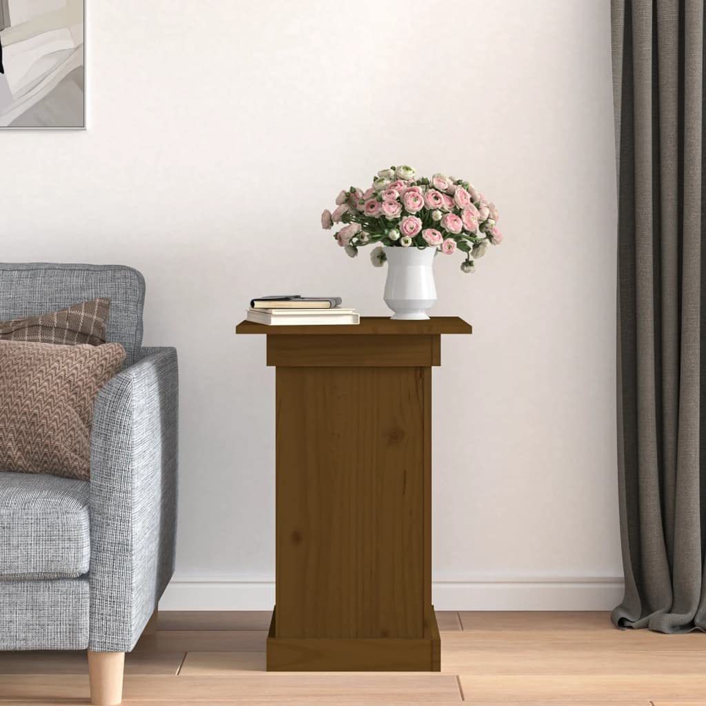 Soporte para flores marrón miel de madera de pino maciza, 40 x 40 x 60 cm, elegante soporte para plantas para flores y decoraciones, ideal para pasillo, terraza, balcón y jardín