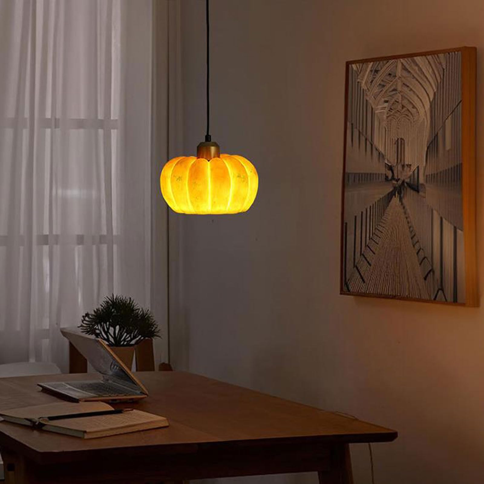 Lampada a sospensione creativa a forma di zucca in resina, attacco E26, testa singola, tre misure, lampada da camera da letto, lampadario vintage per studio, sala da tè, adatto per bancone bar