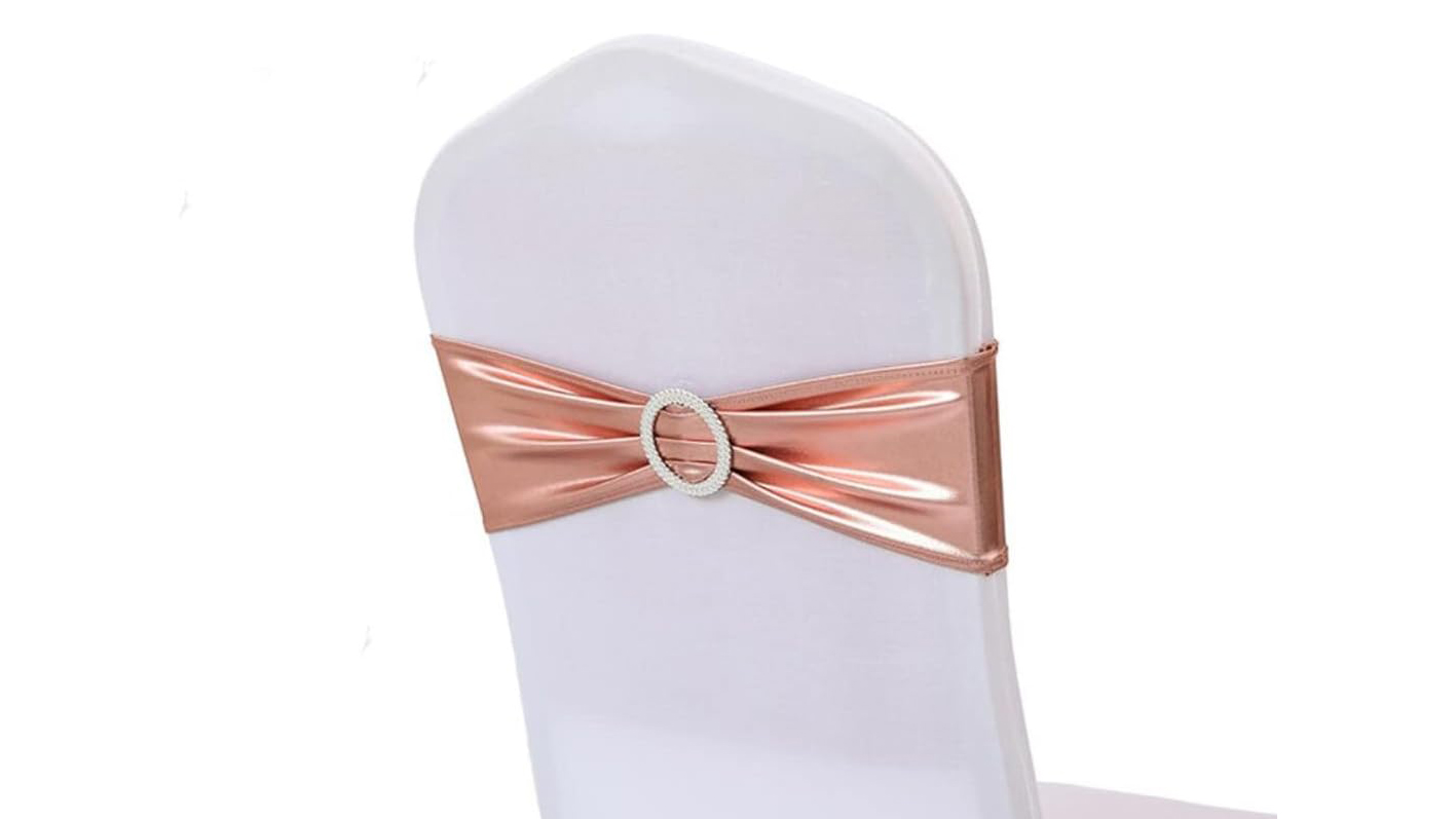 IEventStar Stretch Chair Bows With Buckle Slider Chair Bow Wedding Chairs Decorations (Navy, 10