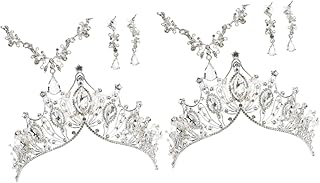2 Conjuntos De Coroa Conjunto De Jóias Femininas Kit Peircing Acessórios De Noiva Capacete De Casamento Para Noiva Colar De Casamento Tiaras Para Roupas Femininas Arnês De Três