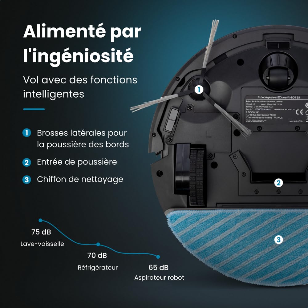 eziclean® I-Bot Z5 robot odkurzający podłączony do odkurzacza