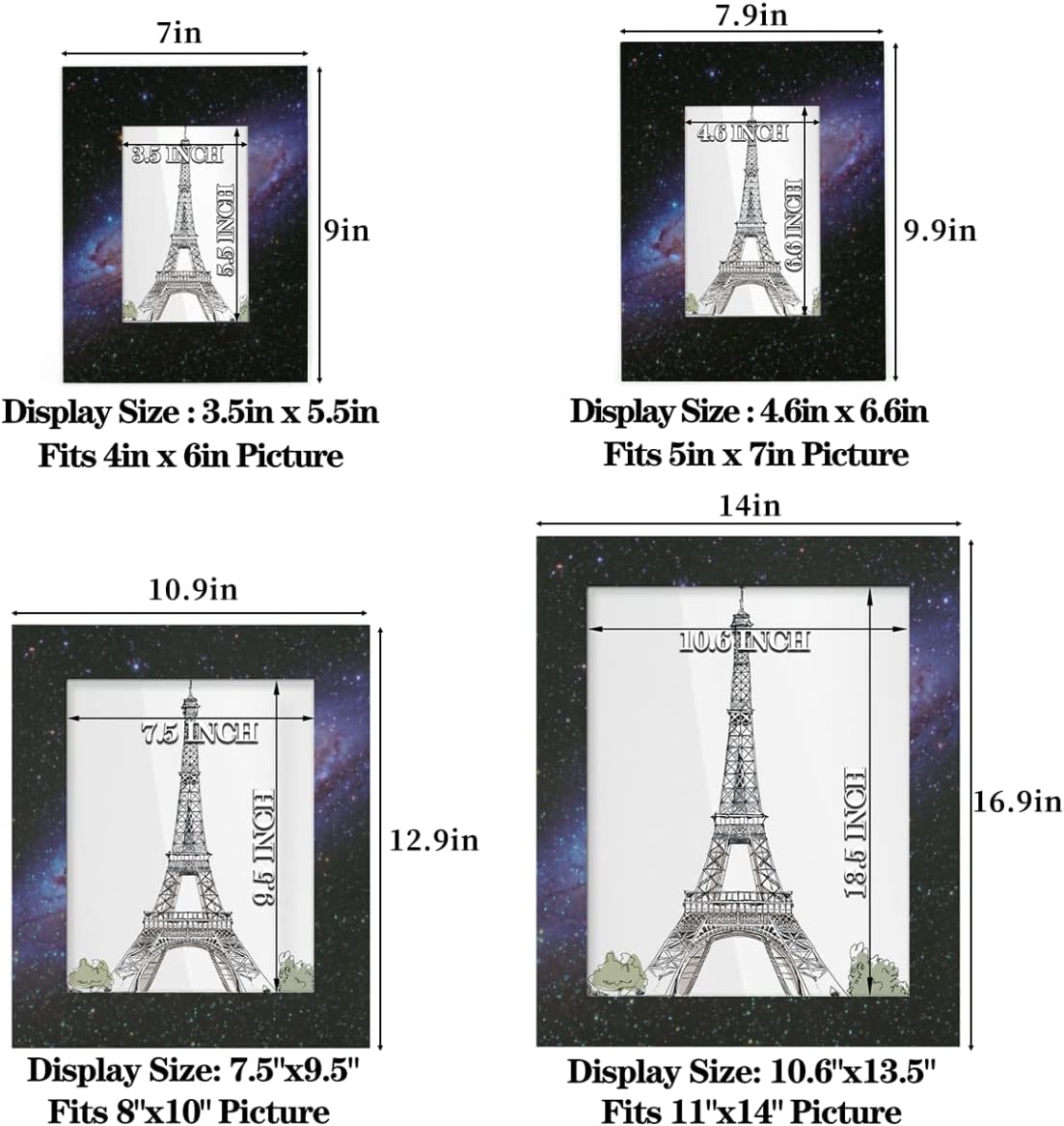 8x10 Picture Frame Galaxy Universe Star Photo Frame for Wall and Tabletop Display Wooden Photo Picture Frame Home Decor