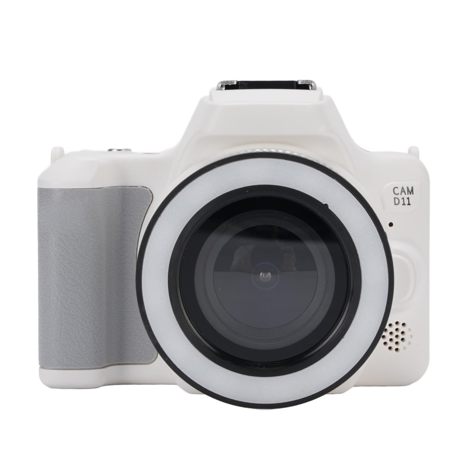 Tbest Przenośny Aparat Cyfrowy 48 MP 2K z Podwójnym Obiektywem i 16-krotnym Zoomem z Filtrami Muzycznymi do Gier do Podróży (WHITE)