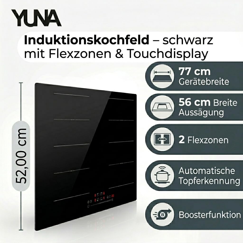 YUNA Milagro IK77-2FZ Induktionskochfeld | Flexzone | 77 cm