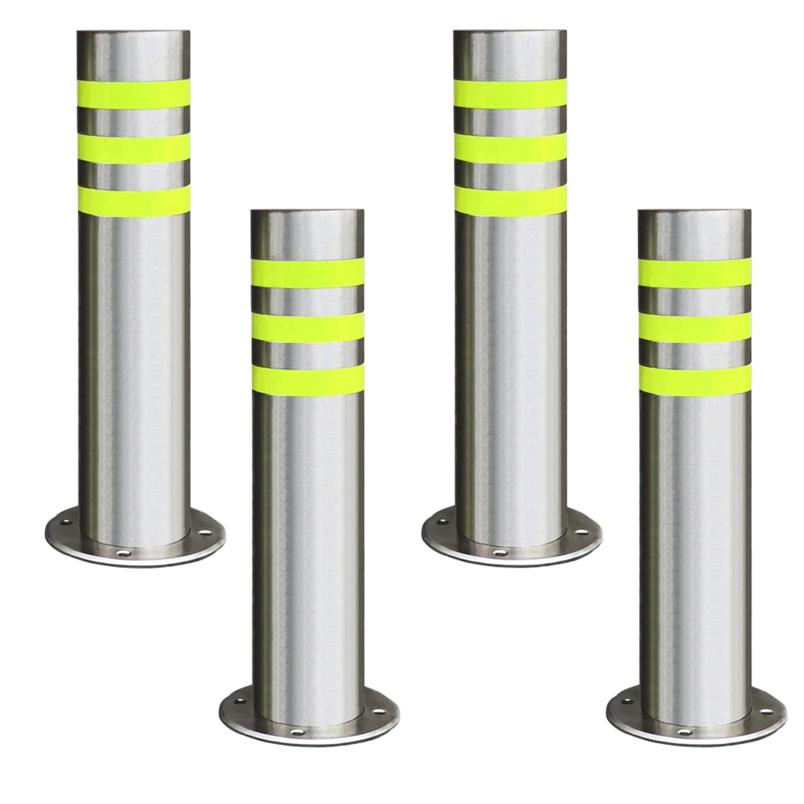 Borne de signalisation en acier inoxydable argenté pour parking et rue - Lot de 4