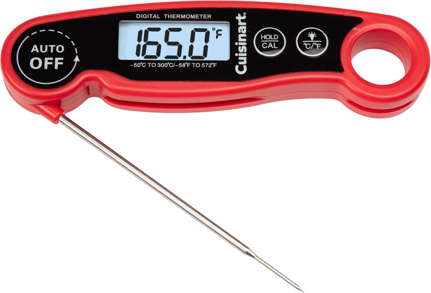 Cuisinart LCD Digital Prompt Learn Thermometer, Water Resistant Meat Thermometer for Residence & Grill, Digital Grill Thermometer with Calibration & Backlight, Residence Gadget, BBQ, Smoker, Oil Fry & Sweet