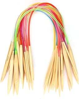 Marhynchus 18pcs Double Point, Sewing Embroidery Knitting Tools Bamboo Knitting Needles Circular Knitting Needle Set Colorful Tube Knitting Needle (60CM) for Weave are Included