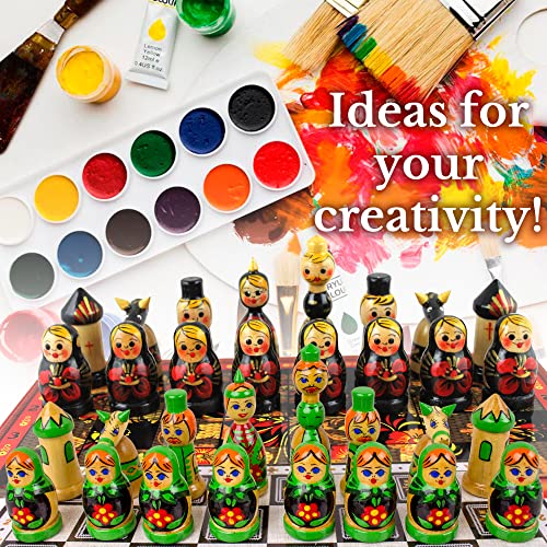 Fichas de ajedrez en madera sin pintar con tablero de vinilo - Set DIY para pintar tú mismo - Manualidades y regalos para jugadores de ajedrez miniatura 6