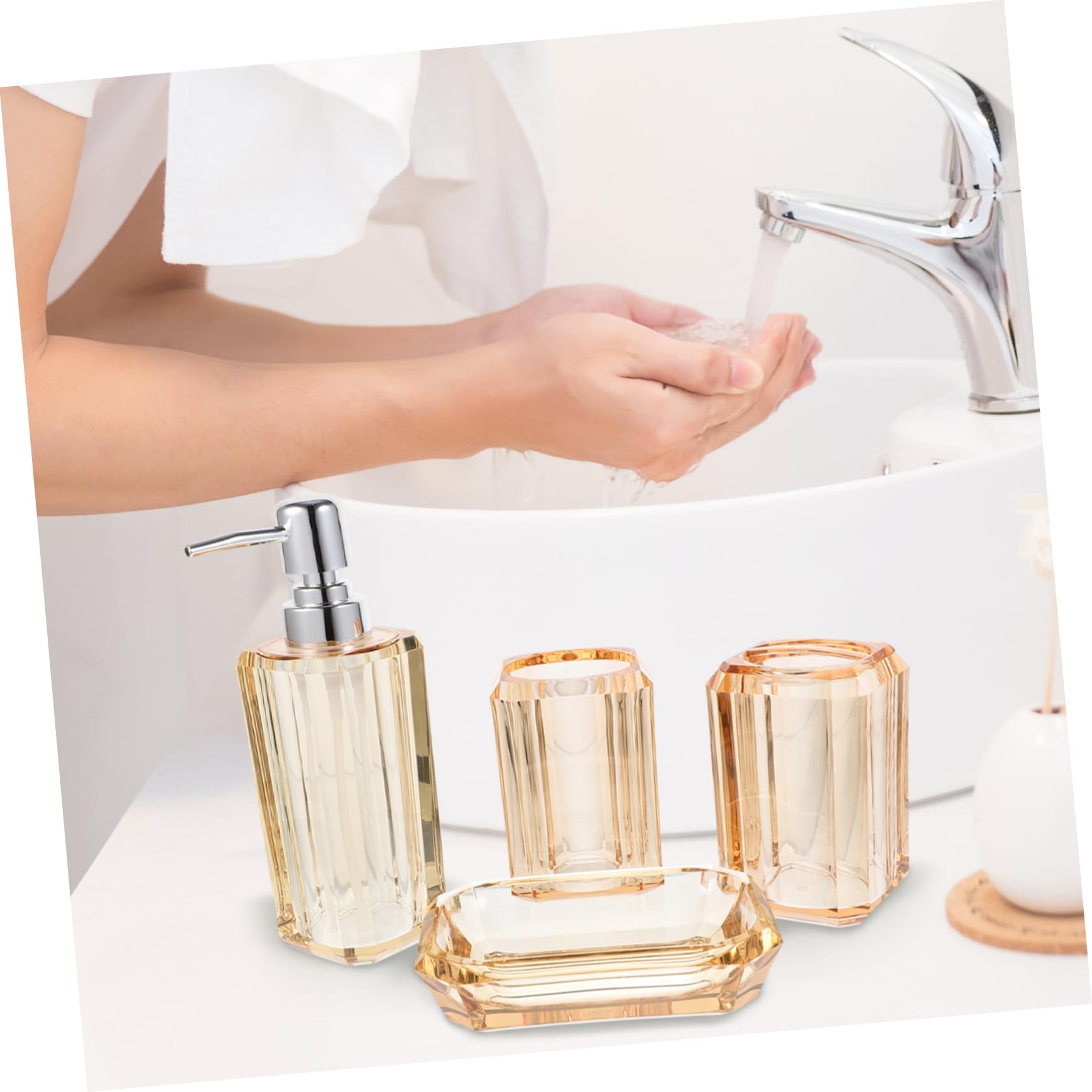 Mipcase Accessori per Bagno Portaspazzolino in Materiale Sicuro Dispenser di Sapone Bicchiere per Spazzolino Portasapone Design Elegante Superficie Liscia Duraturo e Affidabile