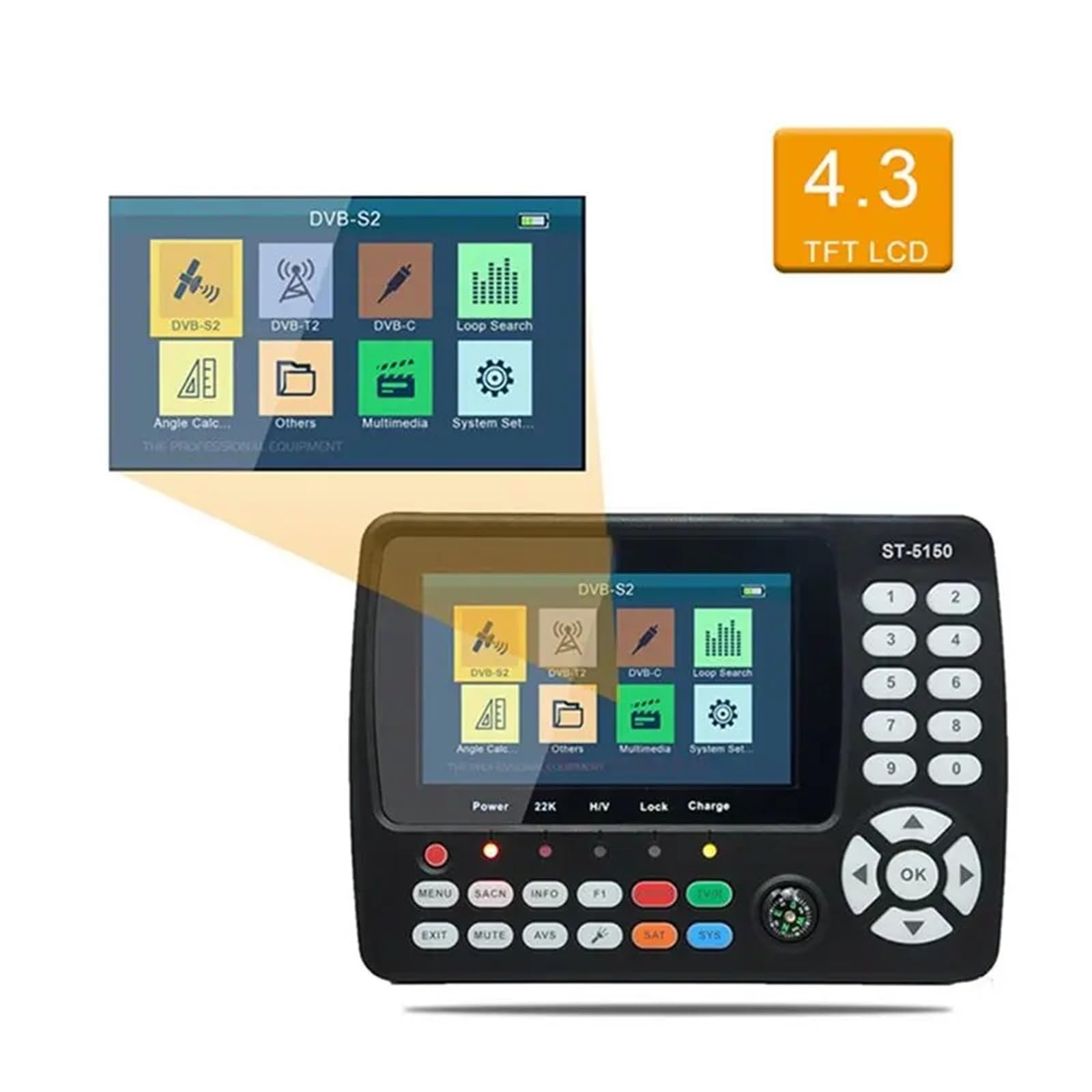 Buscador de señal satelital, XB-para ST5150 DVB-S2/T2/C Combo Finder Medidor De Señal Satelital H.265 MPEG-4 16APSK Satfinder Receptor TV