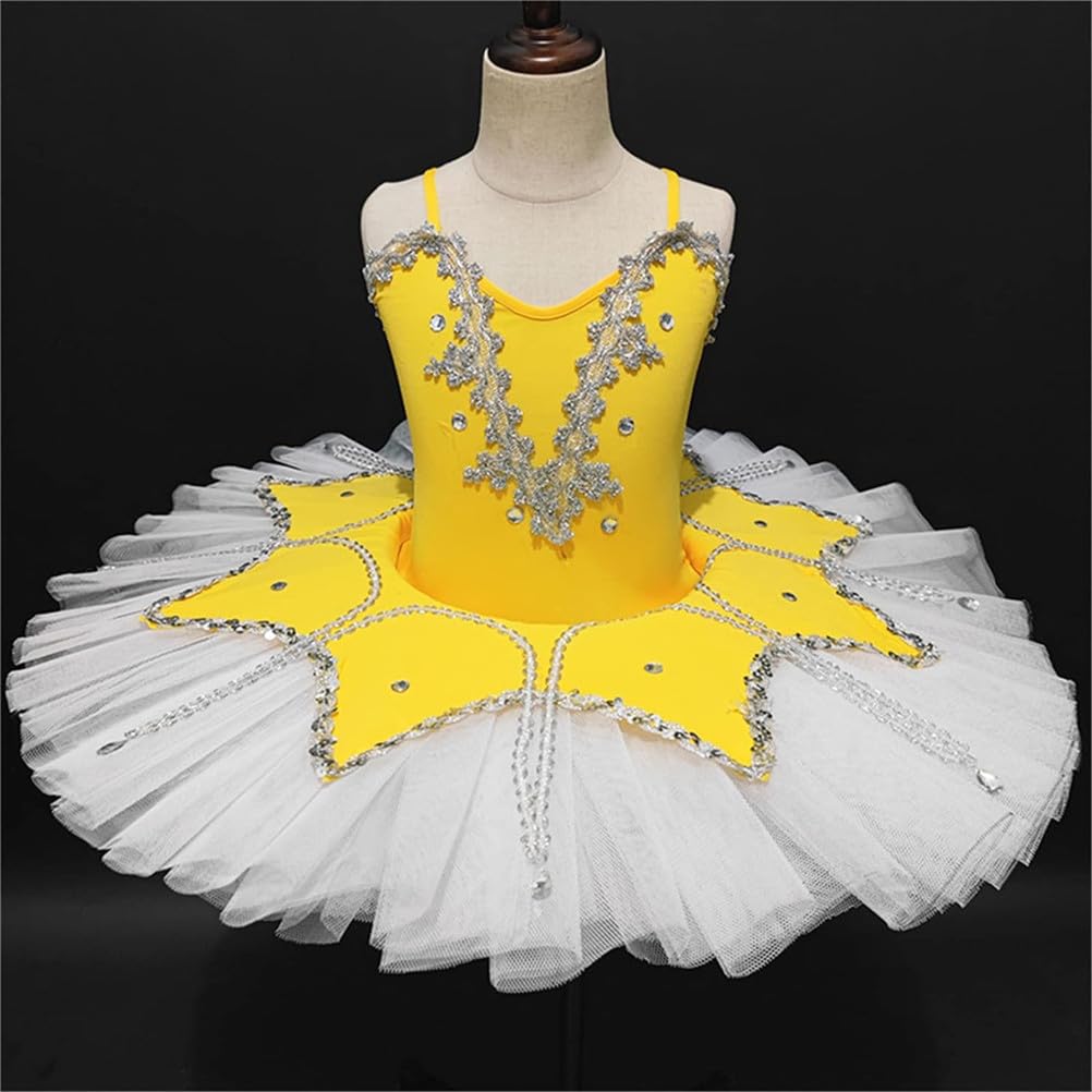 Vestido de tutú de Ballet con Lentejuelas y Diamantes de imitación, Tirantes Ajustables, para niñas