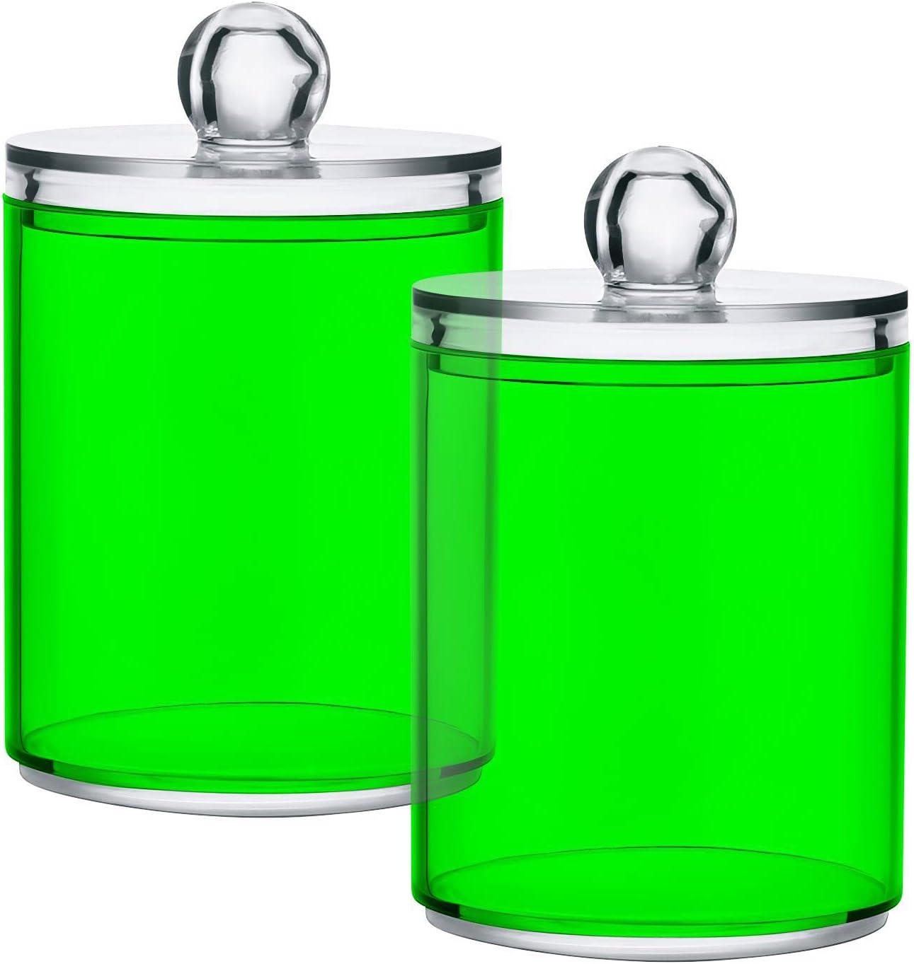 xigua 4 Pack Pure Fluorescent Color Qtip Holder Dispenser -Clear Plastic Apothecary Jar Set for Cotton Ball, Cotton Swab,Pads, Floss