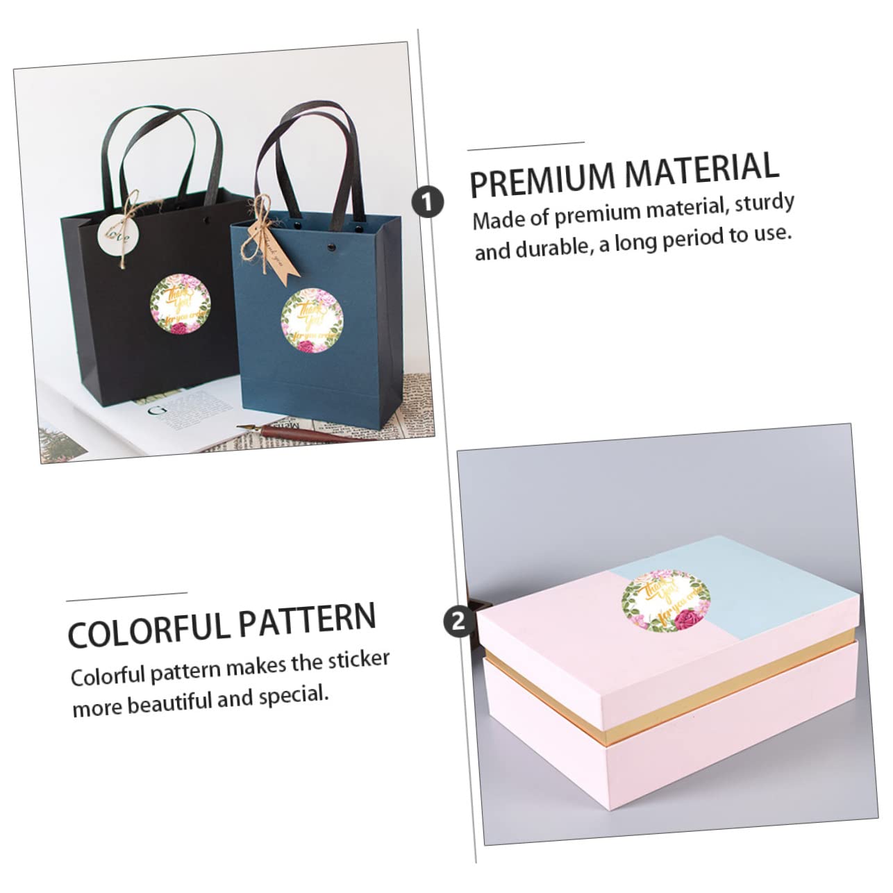 SHINEOFI 3rotoli Etichette Adesive Per Confezioni Stickers Decorativi Per Matrimoni e Autoadesivo