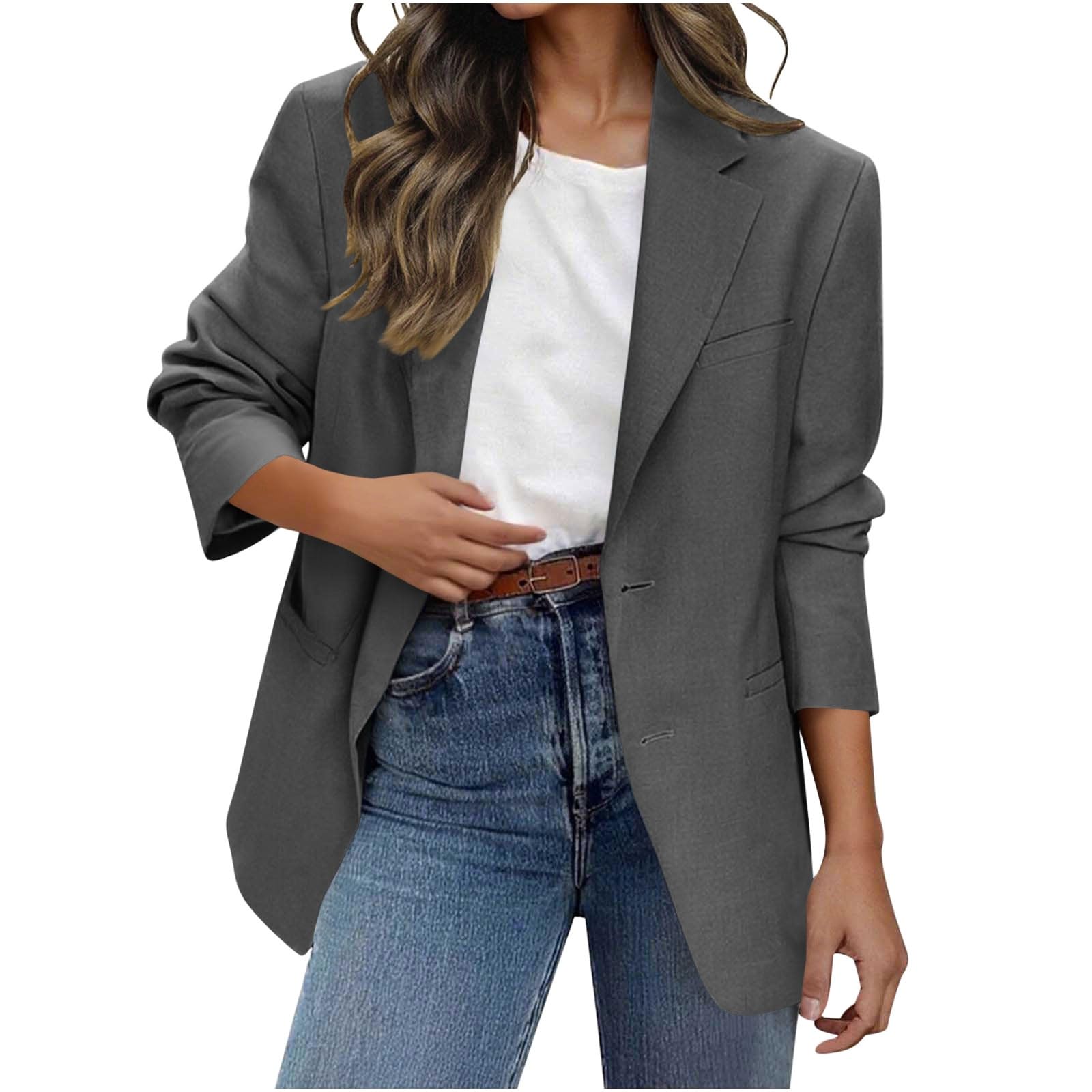 Blazers for Women Business Casual 2026 Long Sleeve Lapel Open Front Suit Jacket Work Office Blazer with Pockets