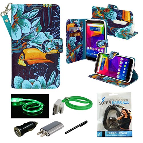 Droid Maxx 2 Case, Mstechcorp Droid Maxx 2 Wallet Case, Luxury PU Leather Case Flip Cover Built-in Card Slots & Stand For Motorola Moto Droid Maxx 2 - Includes Accessories (Forest)