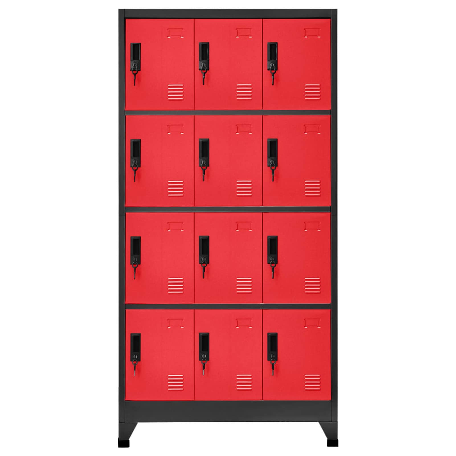 Armadietto Spogliatoio, Armadio con Serratura, Armadio Ufficio, Armadio in Metallo, Armadietto con Chiave Antracite e Rosso 90x45x180 cm Acciaio