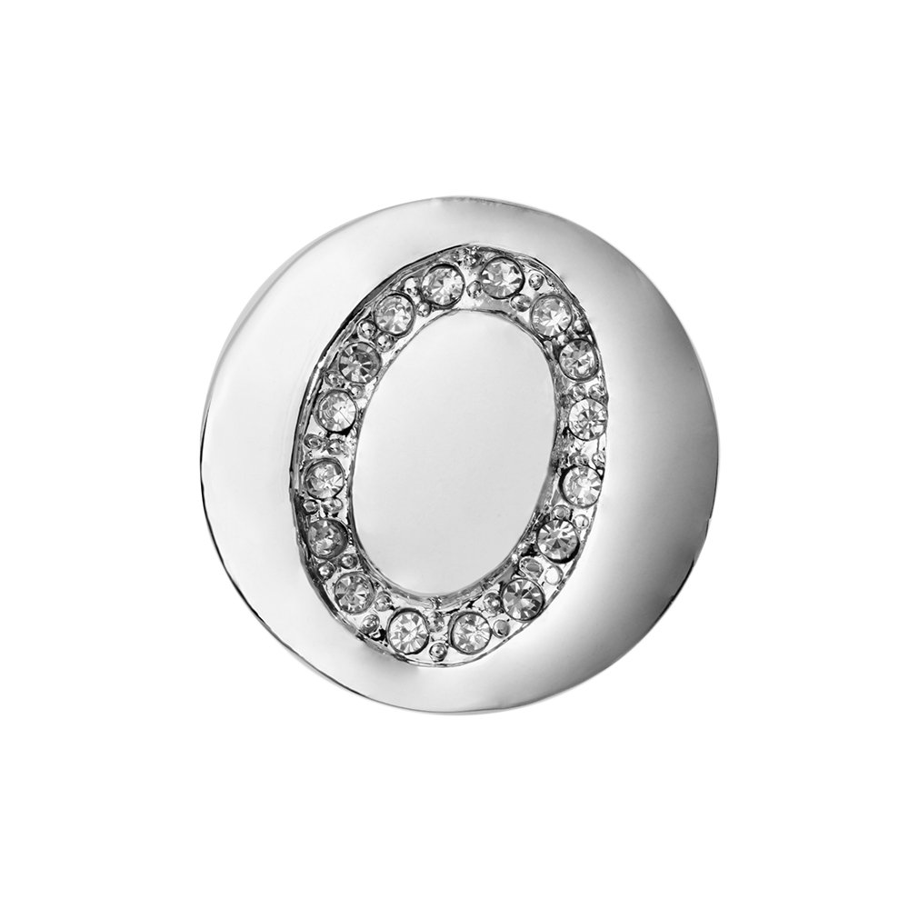 Quiges Women Snap Button 18mm Chunk Silver Plated Alphabet O Chunk for Snaps Accessories