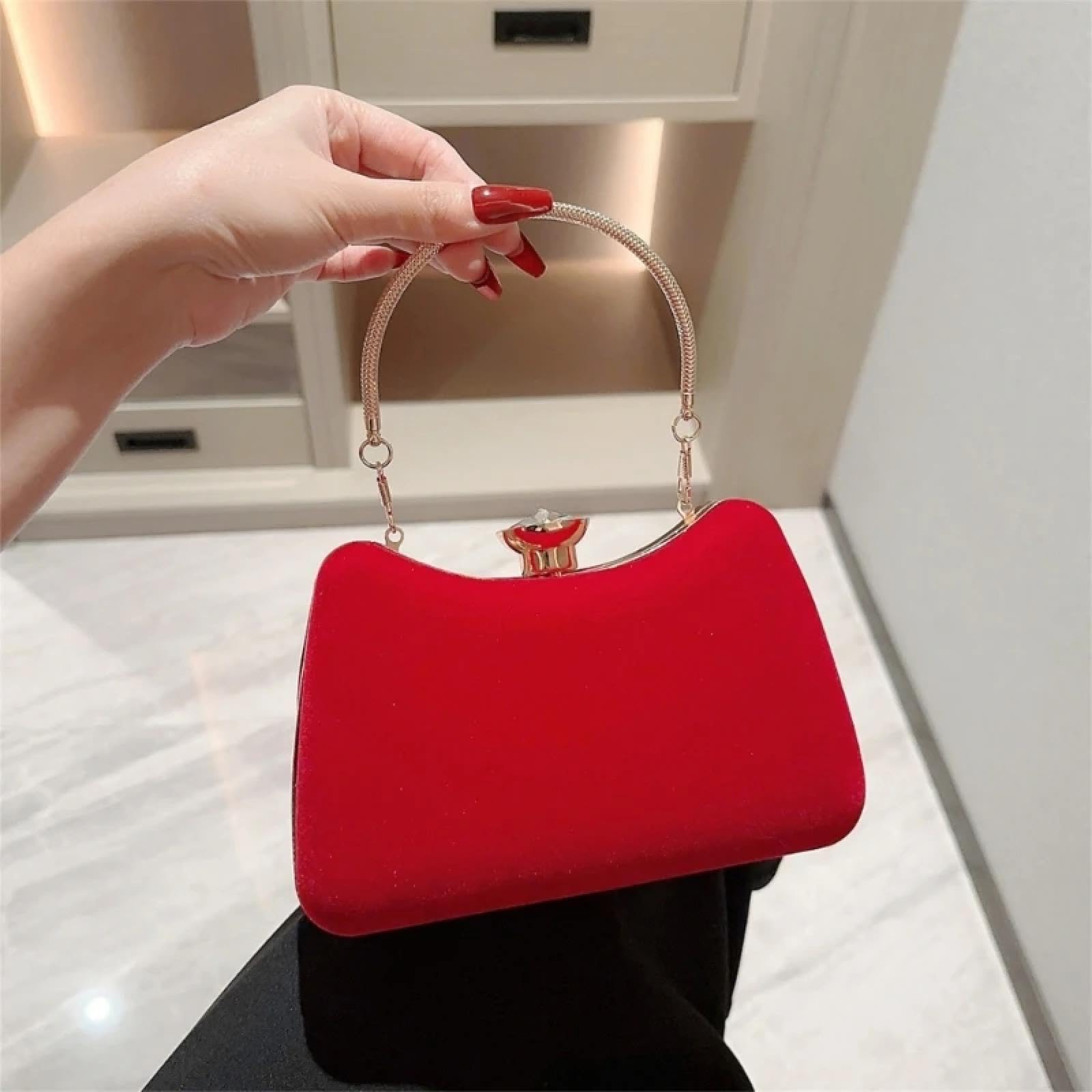 Pochette Donna Borsa da Sera in Velluto Vintage da Donna Elegante per Feste Balli di Fine Anno da Sposa Pochette Borsa A Tracolla da Donna