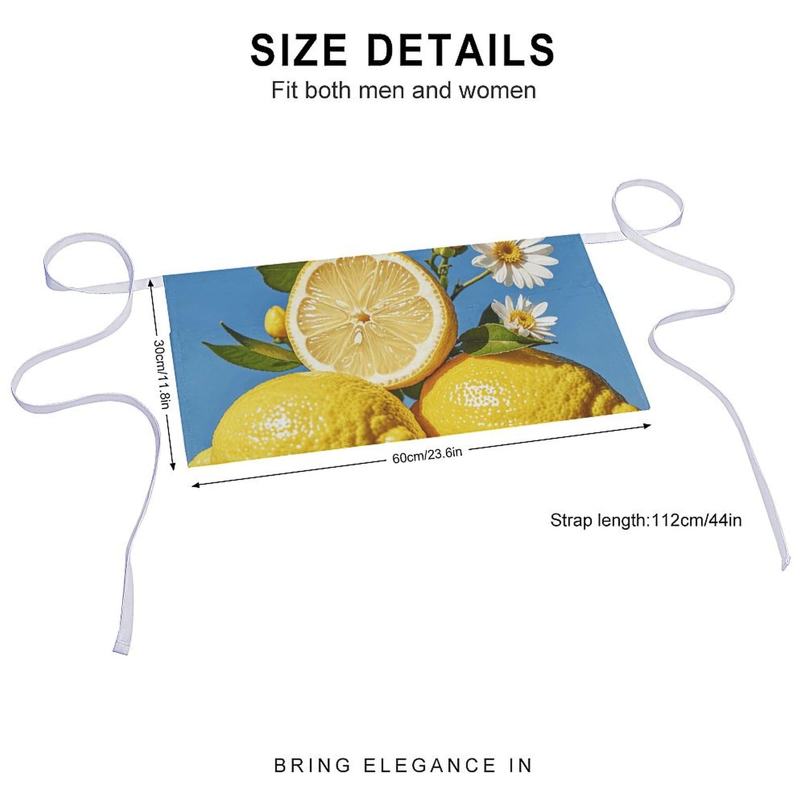 DJUETRUI Lemon And Flower Adjustable for Women Men with Pockets Extra Long Lab Apron Butcher Apron Oxford Cloth Cotton Apron for Kitchen Cooking Baking