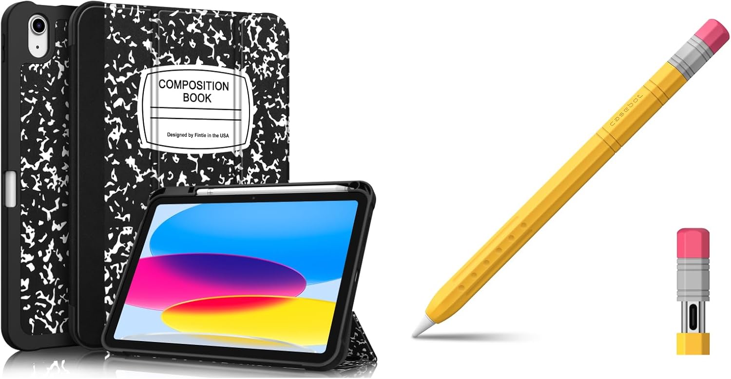 Fintie Soft TPU Case for iPad (A16) 11th Generation 11 Inch (2025), iPad 10th Generation 10.9 Inch (2022) Tablet + Silicone Sleeve Compatible with Apple Pencil (USB-C)