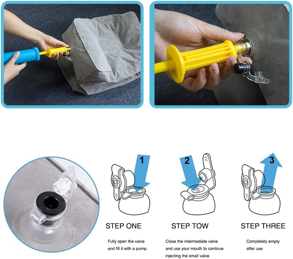 ZIQIAN Inflatable Travel Foot Rest Pillow Portable Adjustable Three Layers Height Foot Stool for Airplanes, Cars, Home, Trains, Office to Lay Down or Sleep on Long Flights with Pump（Gray 1PACK - Image 6