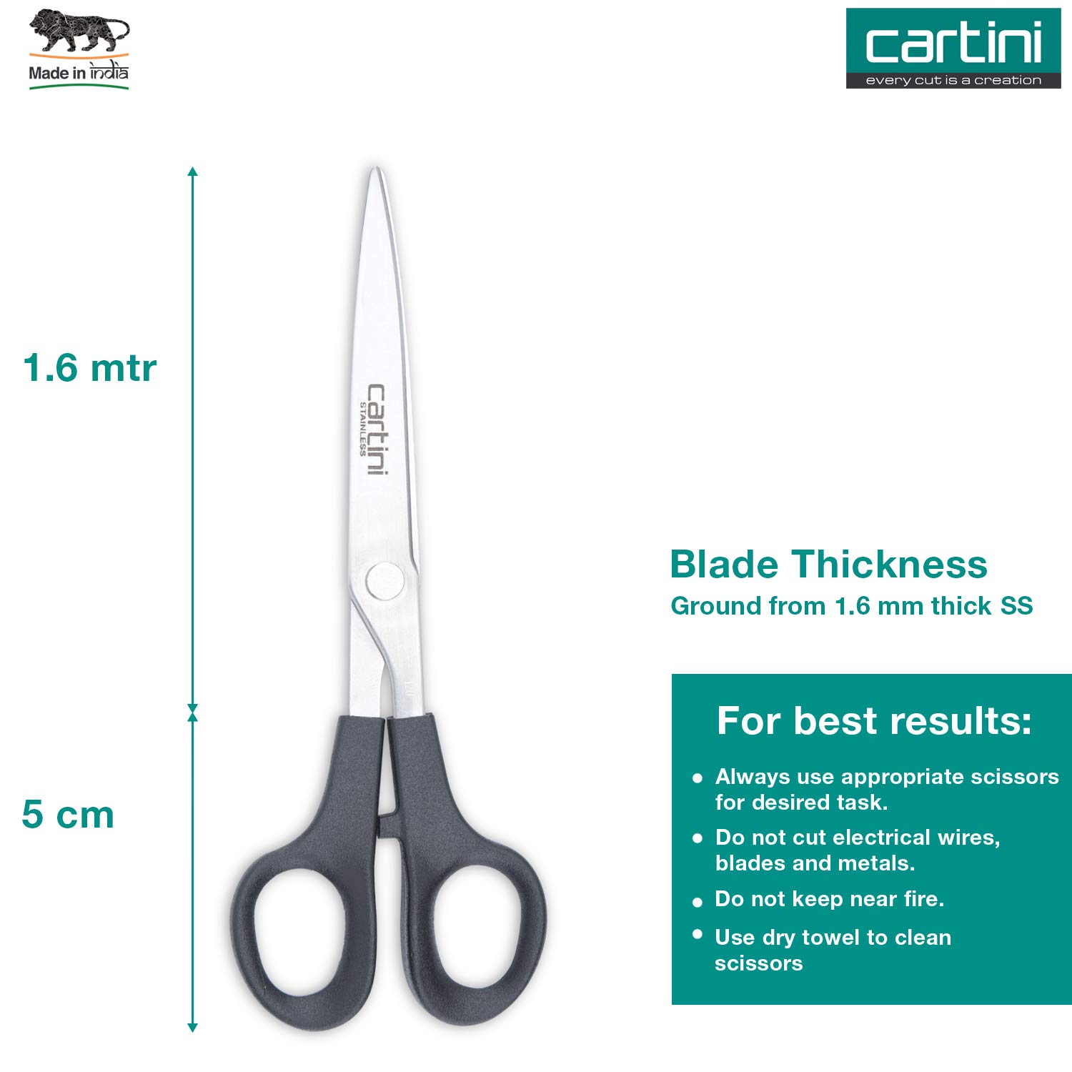 Cartini Versatile Stainless Steel Scissor, Black - Image 5 thumbnail