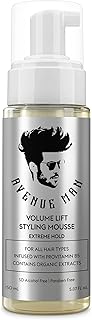 Avenue Man Volume Lift Styling Mousse Extreme Hold - 5.07 oz Hair Foam with Argan Oil, Silk Protein & Vitamin E for Strength, Thickness & Control - Alcohol & Paraben Free